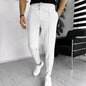 Men's Casual Fashion Waffle High Waist Drawstring Elastic fitted straight leg Pant