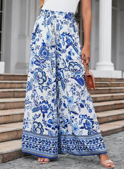 Printed Comfortable Casual High Waist  Wide-leg Floral Palazzo Trousers women - www.Shopthatapp.com