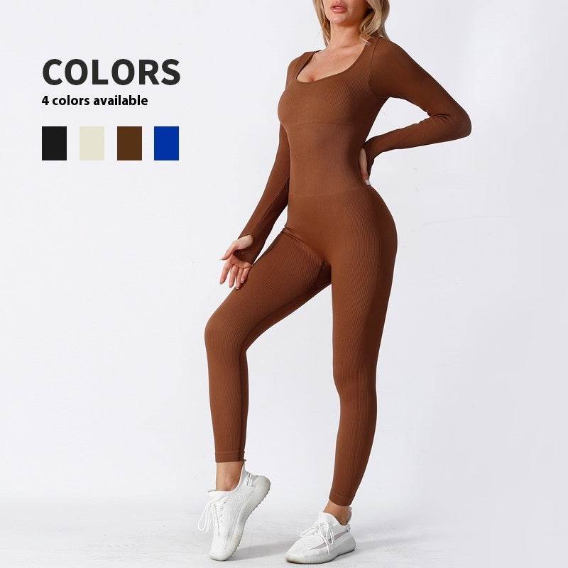 Women’s Seamless Long Sleeve Yoga Jumpsuit, Full Body Activewear One-Piece - www.Shopthatapp.com