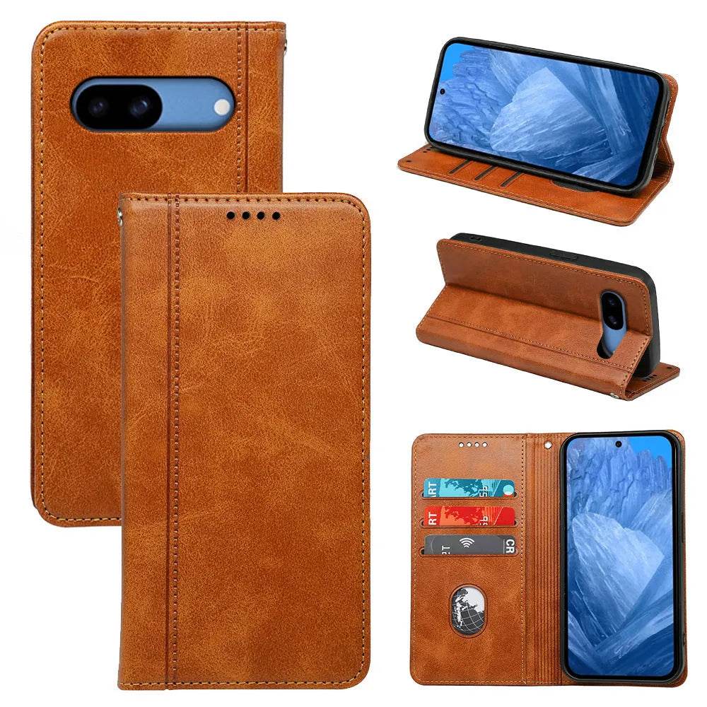Google Phone Leather Flip Card Holder Phone Case - www.Shopthatapp.com