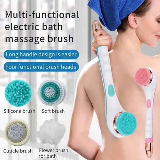 Electric Bath Brush Silicone Back Scrubber USB Rechargeable 2 Speeds Rotating Shower Brush Spa Waterproof Body Cleaning Brush - www.Shopthatapp.com