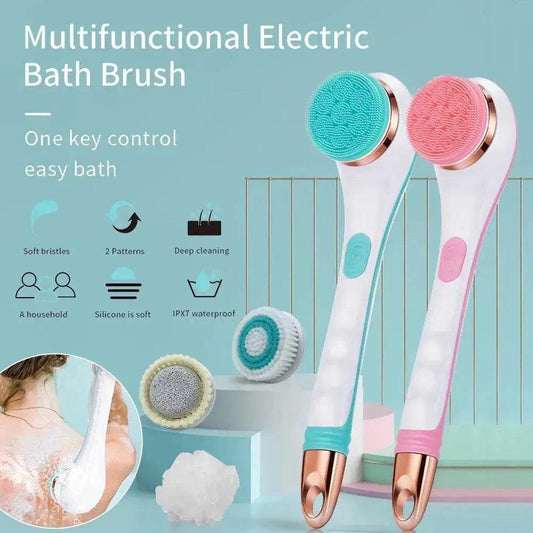 Electric Bath Brush Silicone Back Scrubber USB Rechargeable 2 Speeds Rotating Shower Brush Spa Waterproof Body Cleaning Brush - www.Shopthatapp.com