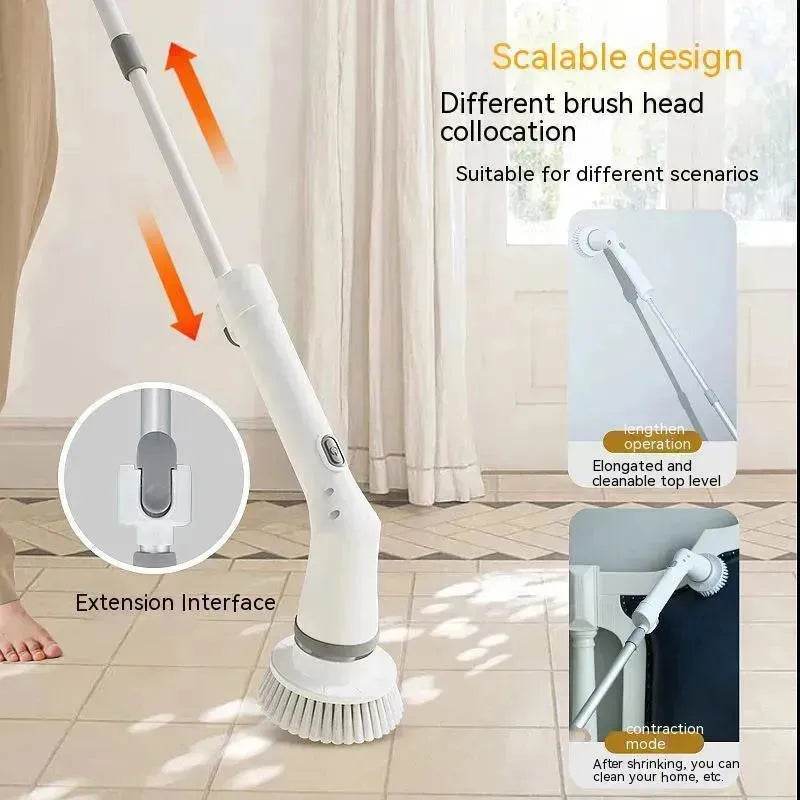Electric Scrubber Cleaning Wall Long Hadle Elbow Telescopic Multifunction Cleaning Brush - www.Shopthatapp.com
