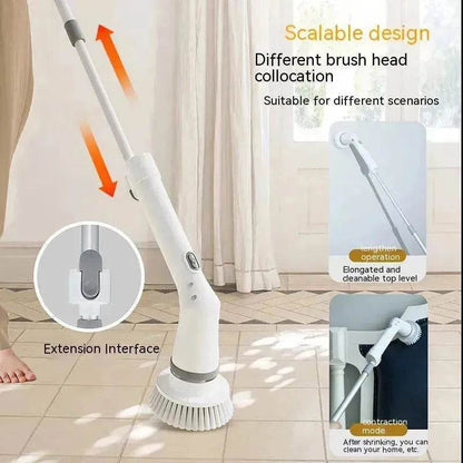 Electric Scrubber Cleaning Wall Long Hadle Elbow Telescopic Multifunction Cleaning Brush - www.Shopthatapp.com