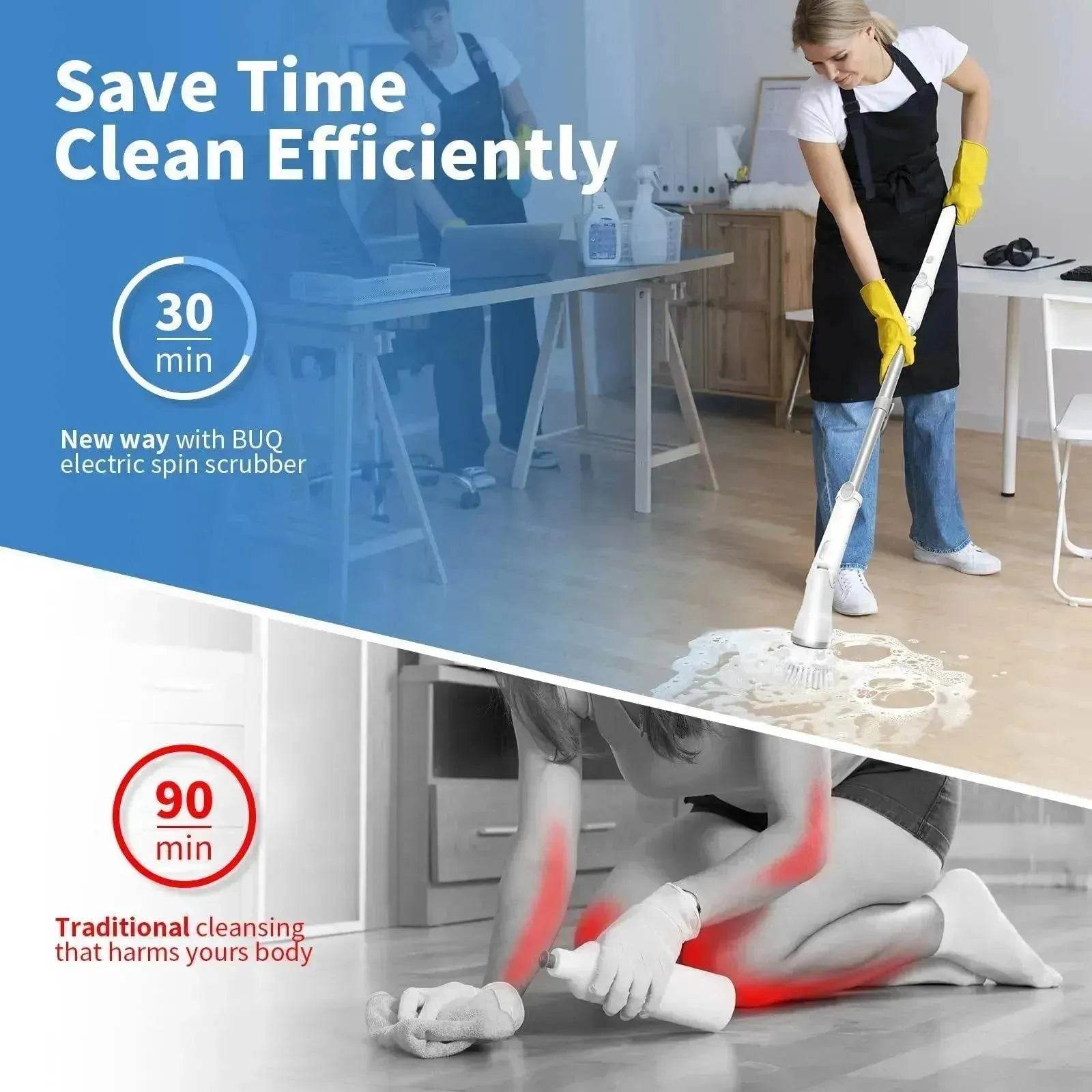 Electric Spin Scrubber, Bathroom Cleaning Brush, With 5 Replacement Heads, Brush With Long Handle For Kitchen, Bathtub, Floor, Toilet, - www.Shopthatapp.com