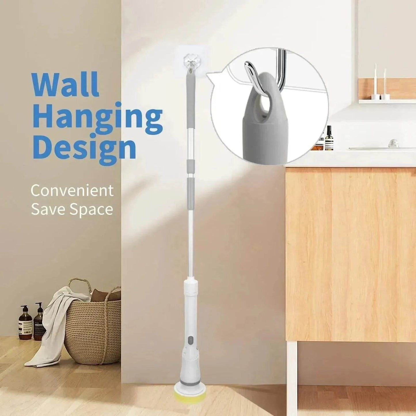 Electric Spin Scrubber, Bathroom Cleaning Brush, With 5 Replacement Heads, Brush With Long Handle For Kitchen, Bathtub, Floor, Toilet, - www.Shopthatapp.com