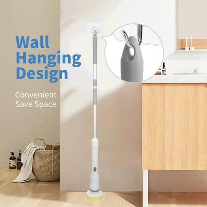 Electric Spin Scrubber, Bathroom Cleaning Brush, With 5 Replacement Heads, Brush With Long Handle For Kitchen, Bathtub, Floor, Toilet, - www.Shopthatapp.com