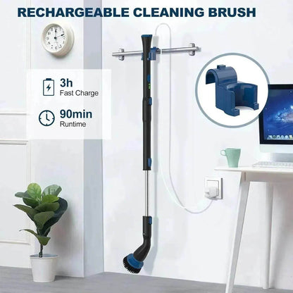 Electric Spin Scrubber, Cordless Cleaning Brush With 4 Replaceable Brush Heads And Adjustable  Handle for Bathroom, Kitchen, Tub, Tile, Floor - www.Shopthatapp.com
