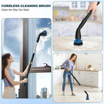 Electric Spin Scrubber, Cordless Cleaning Brush With 4 Replaceable Brush Heads And Adjustable  Handle for Bathroom, Kitchen, Tub, Tile, Floor - www.Shopthatapp.com