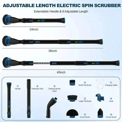 Electric Spin Scrubber, Cordless Cleaning Brush With 4 Replaceable Brush Heads And Adjustable  Handle for Bathroom, Kitchen, Tub, Tile, Floor - www.Shopthatapp.com