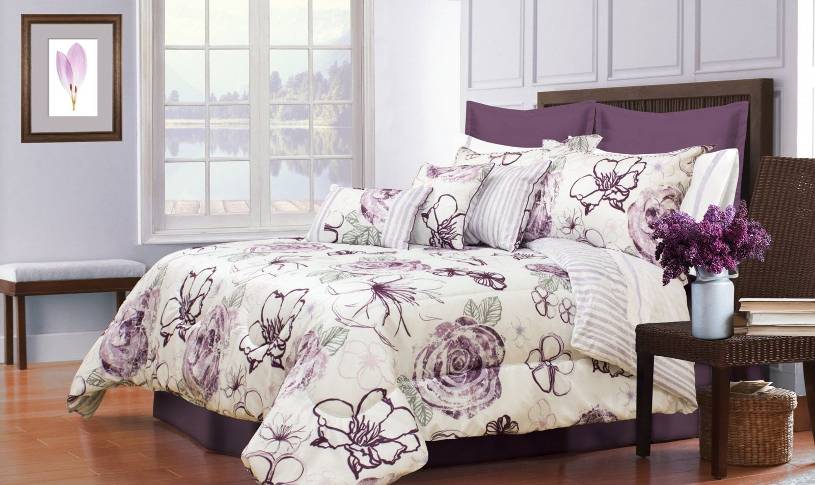 DecoElegance elegant bedroom comforters with floral design and matching pillows for a stylish look