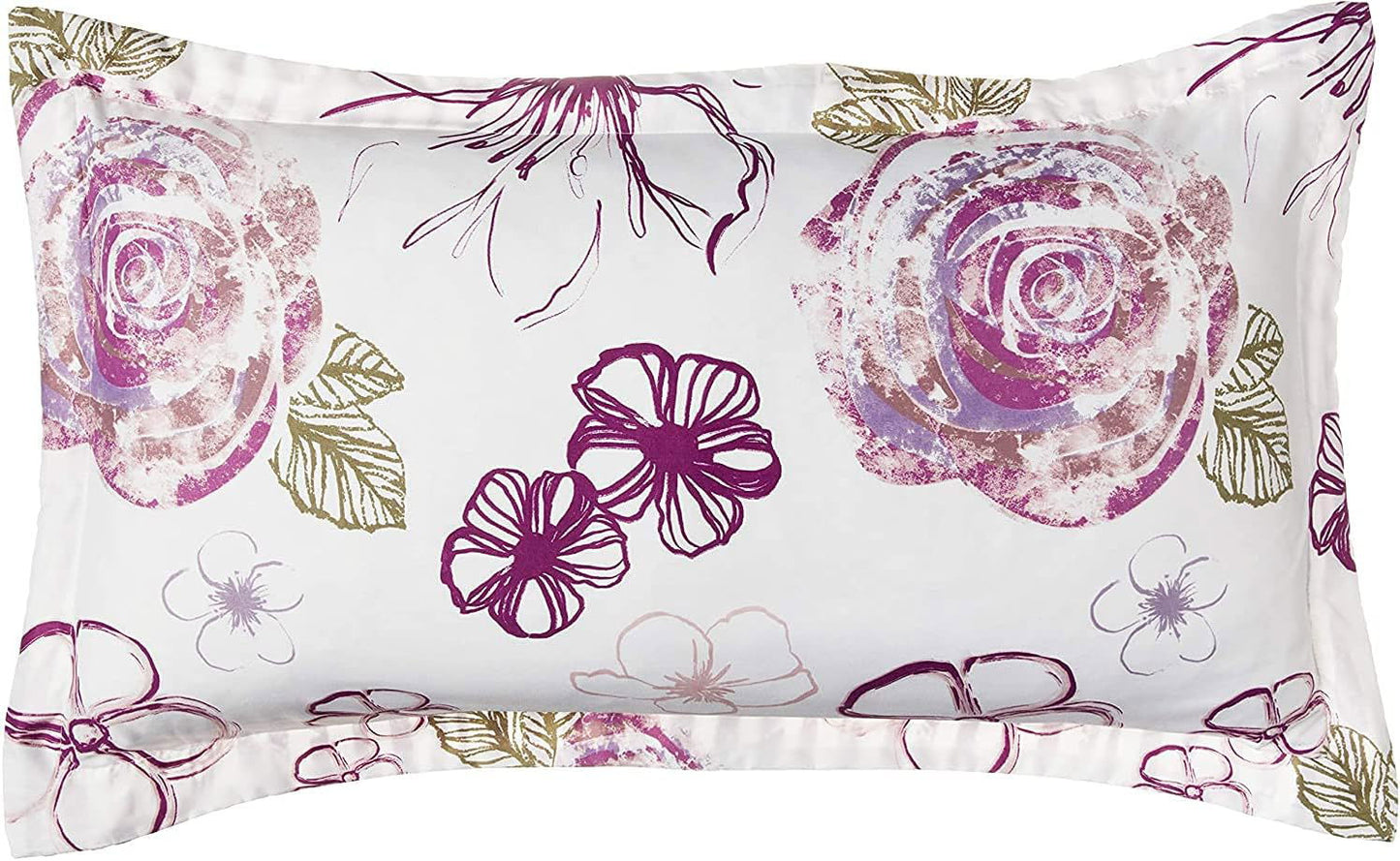 DecoElegance elegant bedroom comforters floral pillowcase with vibrant rose and flower design