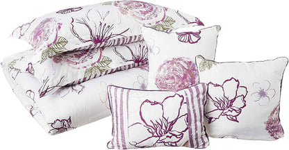 DecoElegance elegant bedroom comforters set with floral design and matching decorative pillows