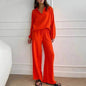 Elegant Women Casual Loose Outfit Female Long Sleeve Top Drawstring Trousers - www.Shopthatapp.com