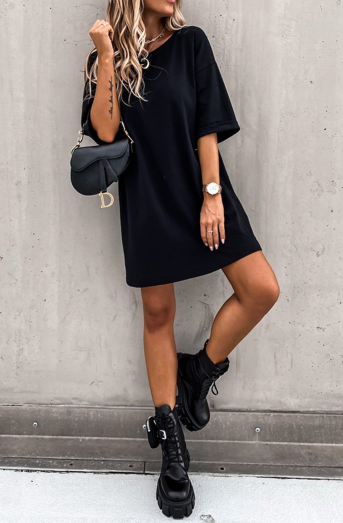 Elena Oversized Black T-Shirt Dress - www.Shopthatapp.com
