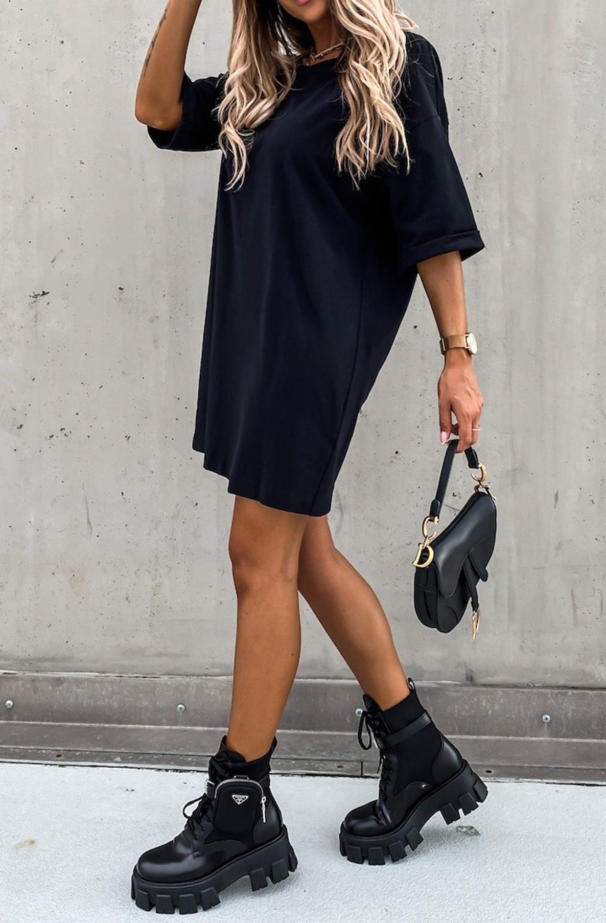 Elena Oversized Black T-Shirt Dress - www.Shopthatapp.com