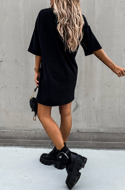 Elena Oversized Black T-Shirt Dress - www.Shopthatapp.com