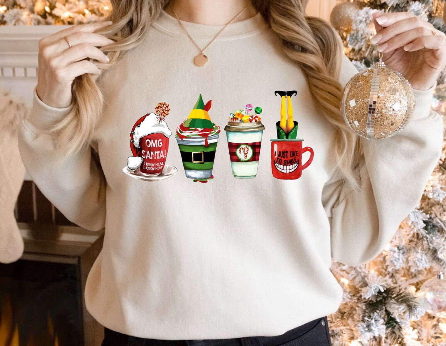 RusticGirls.Trilogy ELF Coffee Crewneck Sweater - Www.Shopthatapp.com