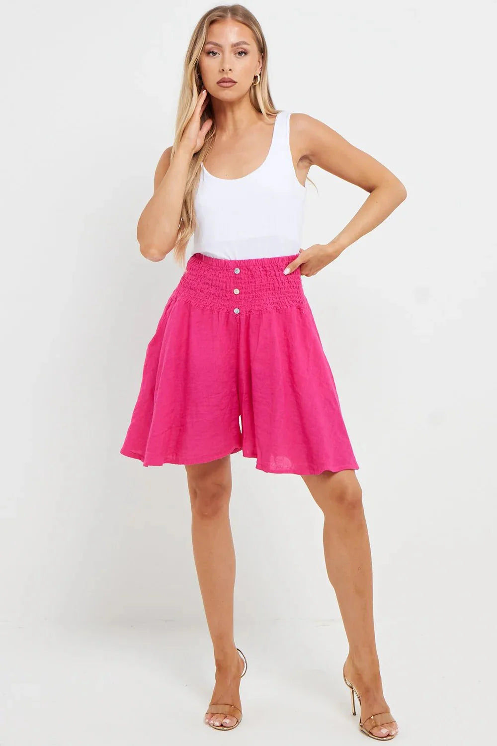 Esme Buttoned Detail Linen Short - www.Shopthatapp.com