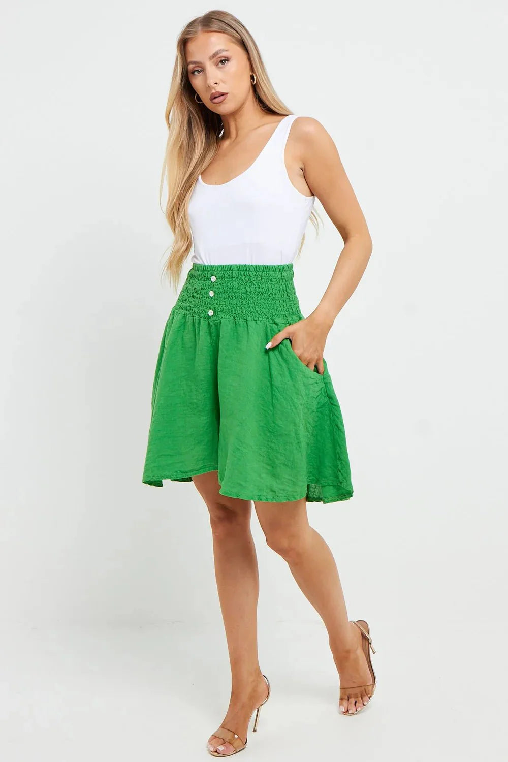 Esme Buttoned Detail Linen Short - www.Shopthatapp.com