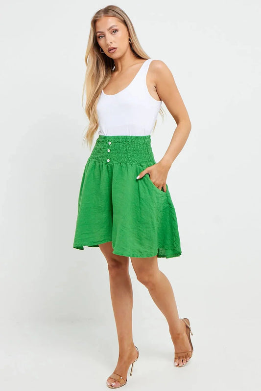 Esme Buttoned Detail Linen Short - www.Shopthatapp.com