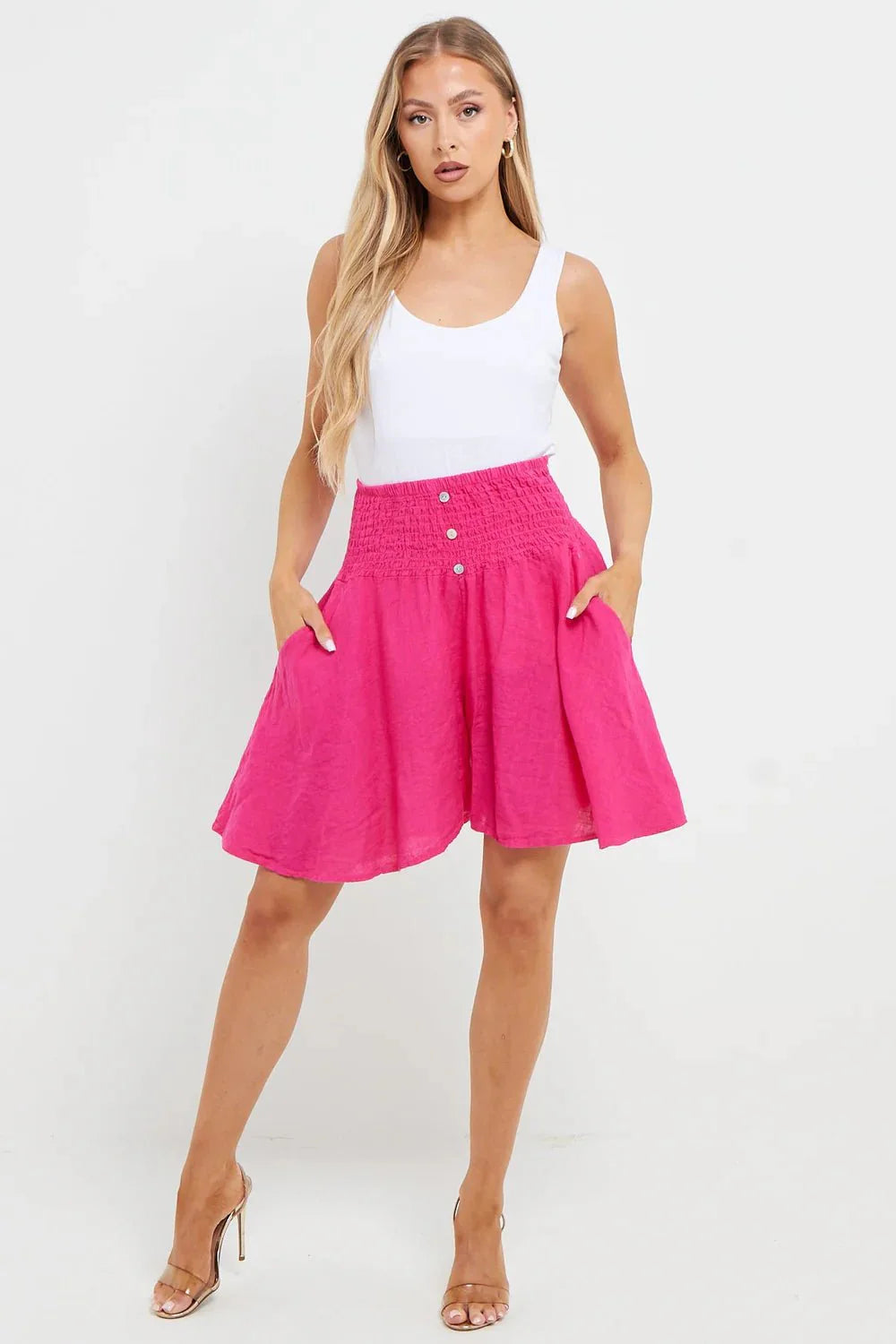 Esme Buttoned Detail Linen Short - www.Shopthatapp.com