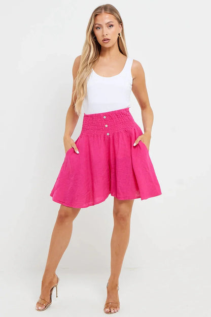 Esme Buttoned Detail Linen Short - www.Shopthatapp.com