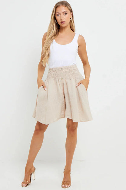 Esme Buttoned Detail Linen Short - www.Shopthatapp.com