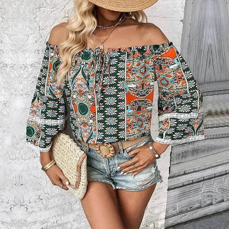 European American Fashion Floral Print Women's Blouse - www.Shopthatapp.com