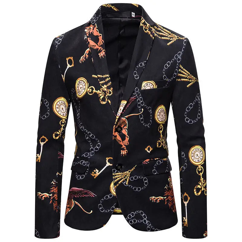 European And American Style Irregular Chain Printing High-grade Flower Suit Men - www.Shopthatapp.com