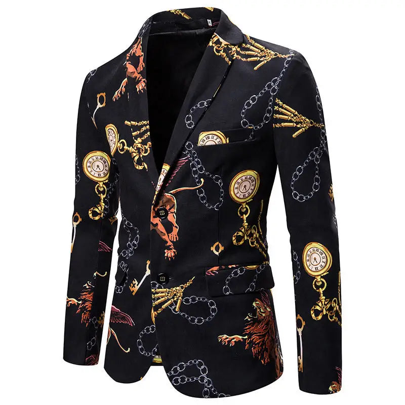 European And American Style Irregular Chain Printing High-grade Flower Suit Men - www.Shopthatapp.com