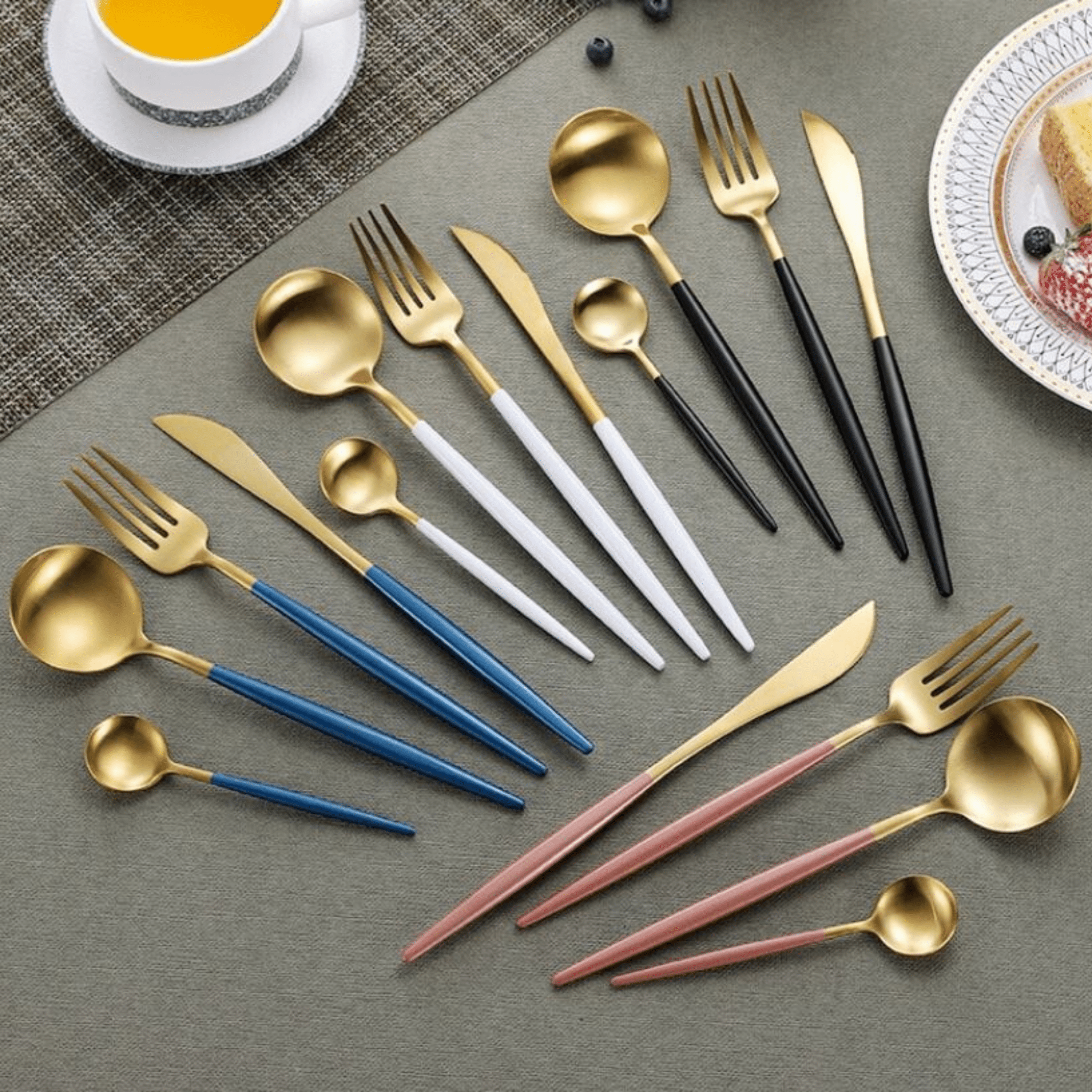 Eva Gold Tip Flatware - www.Shopthatapp.com