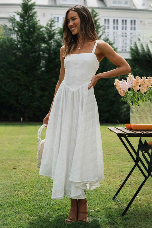 Eve strappy cotton camisole long dress - www.Shopthatapp.com