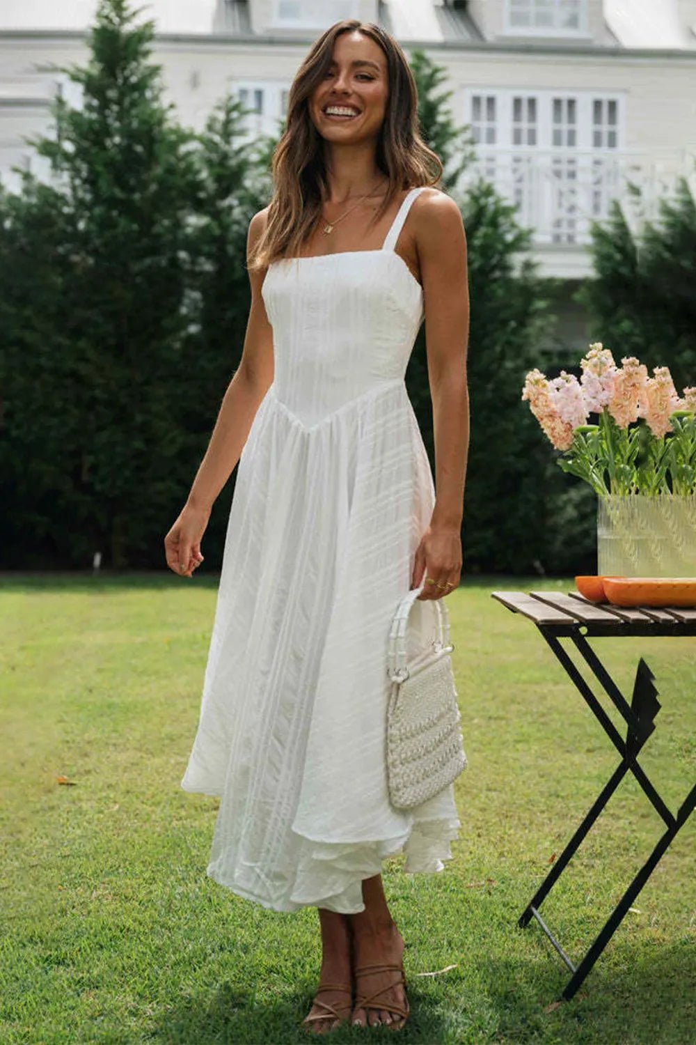 Eve strappy cotton camisole long dress - www.Shopthatapp.com