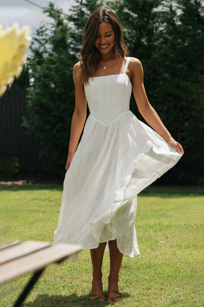 Eve strappy cotton camisole long dress - www.Shopthatapp.com