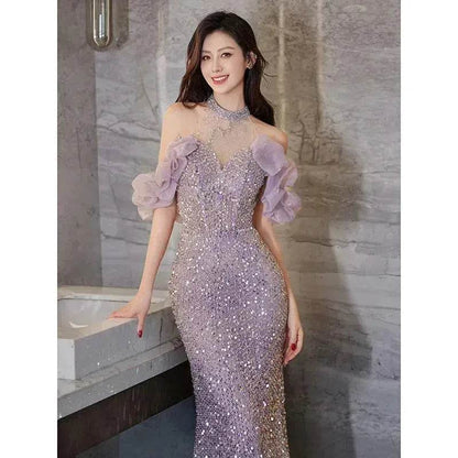 Evening Gown Women's Halter French Style - www.Shopthatapp.com