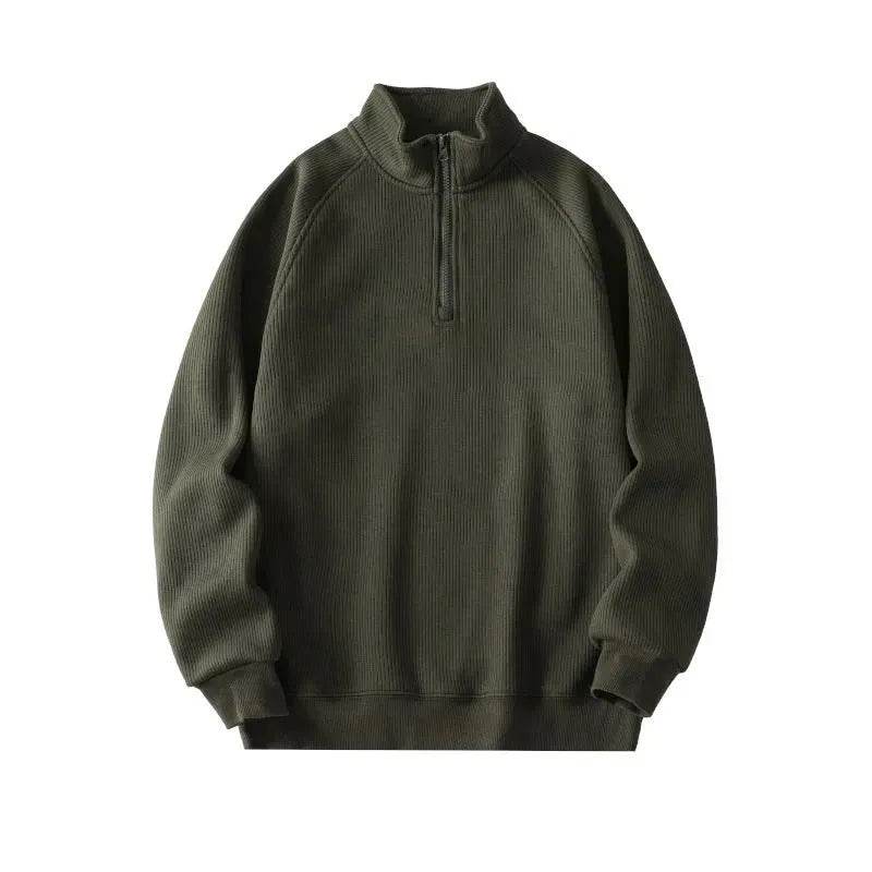 Autumn Winter half zip Stand-collar Fleece Sweatshirt Pullover tops for men - www.Shopthatapp.com