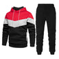 2pcs Winter Fashion Stitching Suit Outdoors Sports Suit Men's Sweatsuit Hoodie Outfit set - www.Shopthatapp.com