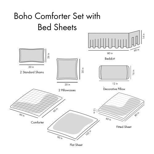 9pcs Queen bed set Boho Comforter Full bedding sets - www.Shopthatapp.com