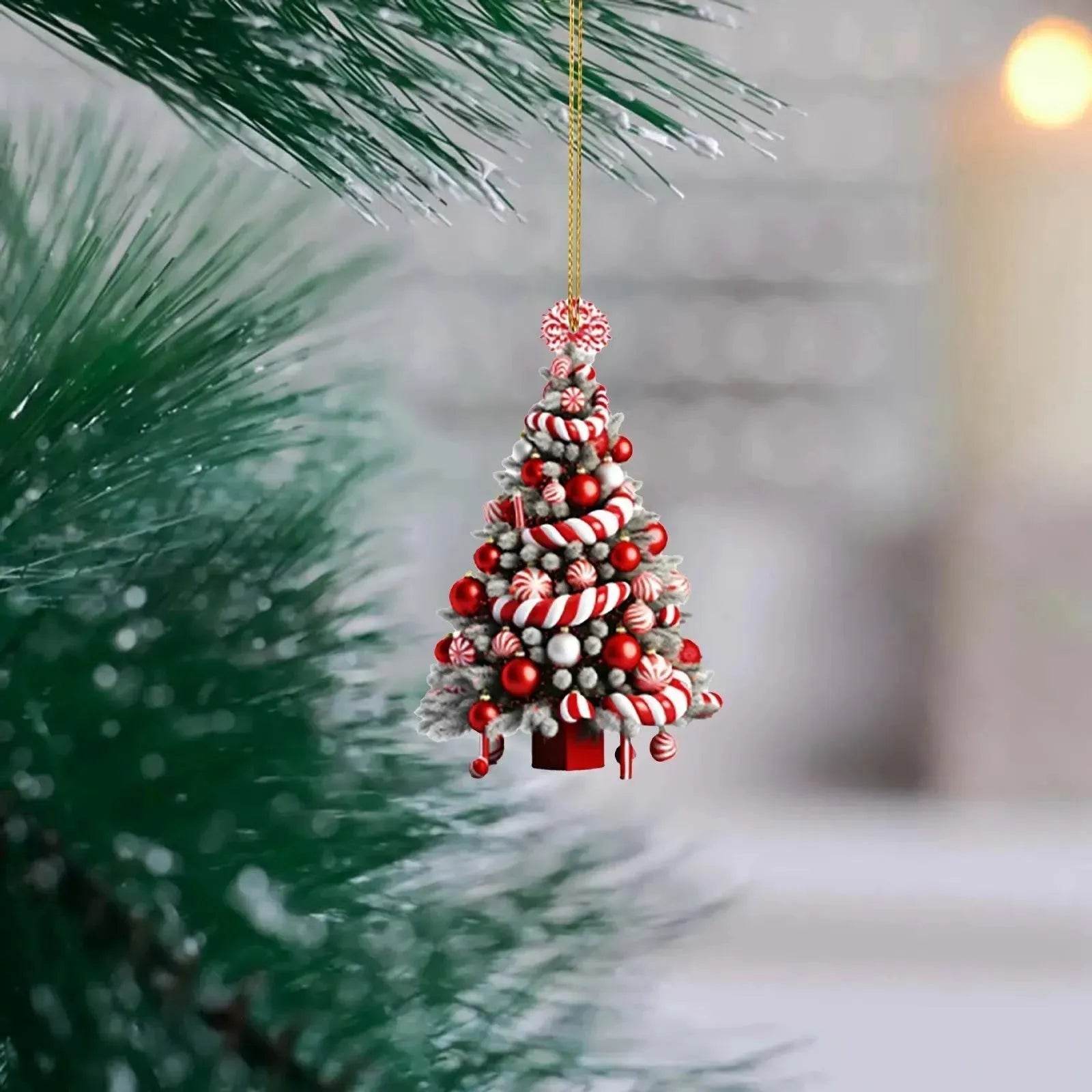 Christmas Tree Pendant Holiday Decoration Acrylic Flat Decorations - www.Shopthatapp.com