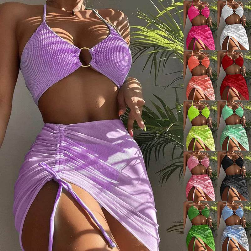 3pcs Halter Bikini Summer Fashion Personalized Three-point Beach Swimsuit For Women - www.Shopthatapp.com