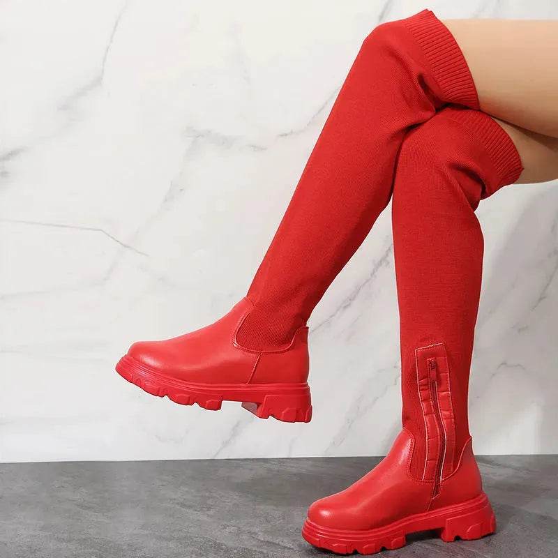 Long Boots Women Winter Shoes Fashion Side Zipper Knee High Boots - www.Shopthatapp.com