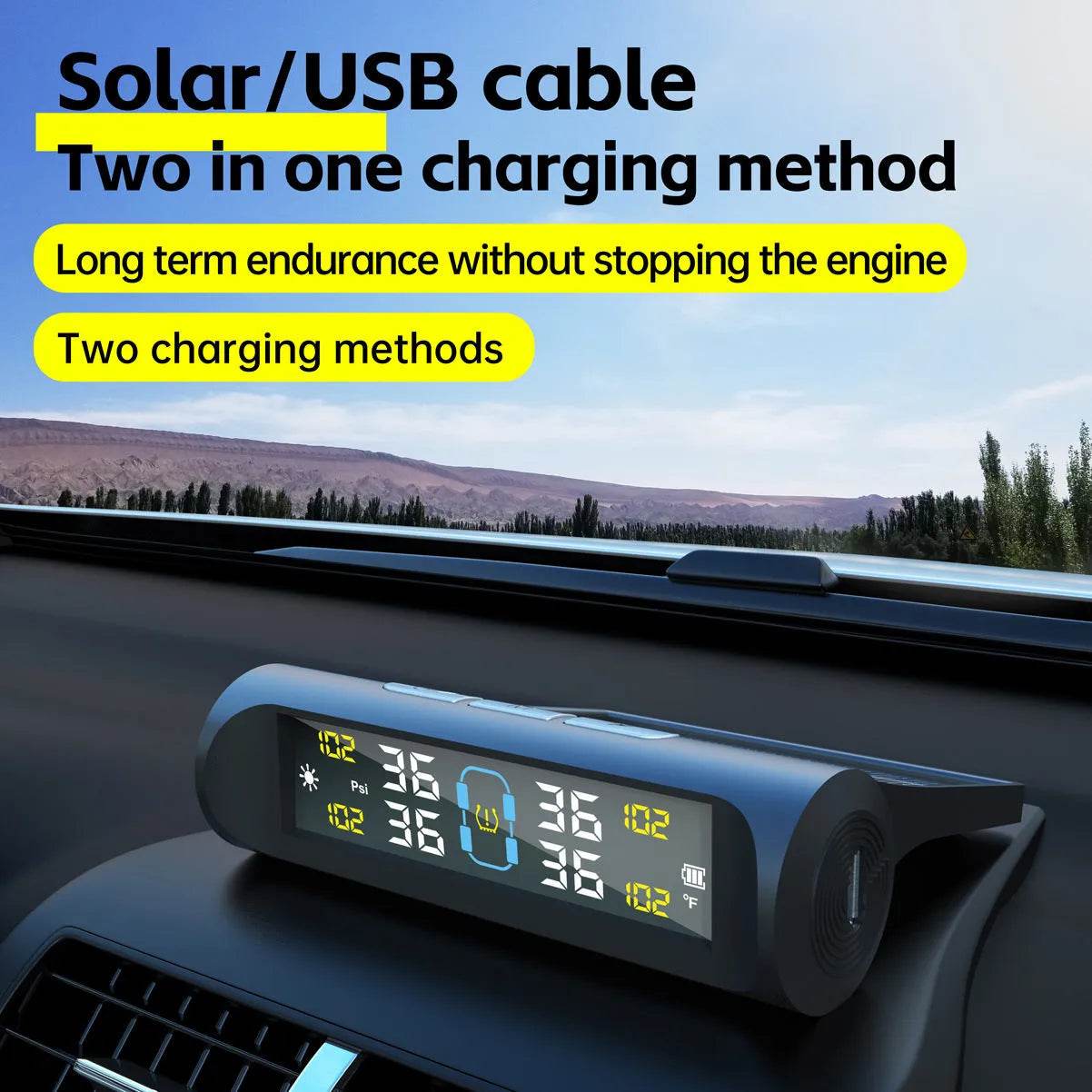 Automobile Vehicle Intelligent Power USB Tire Pressure sensor Monitoring System - www.Shopthatapp.com