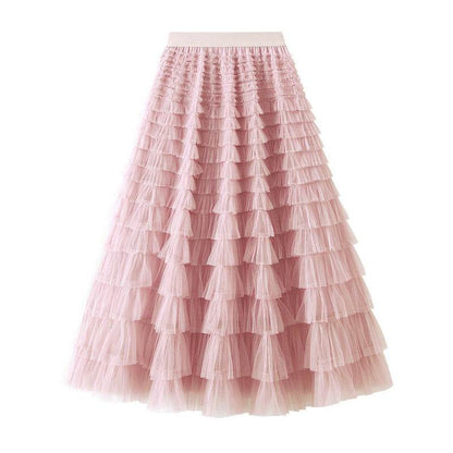 Cake Skirt Women's White Gauze long Layered tulle Skirt - www.Shopthatapp.com