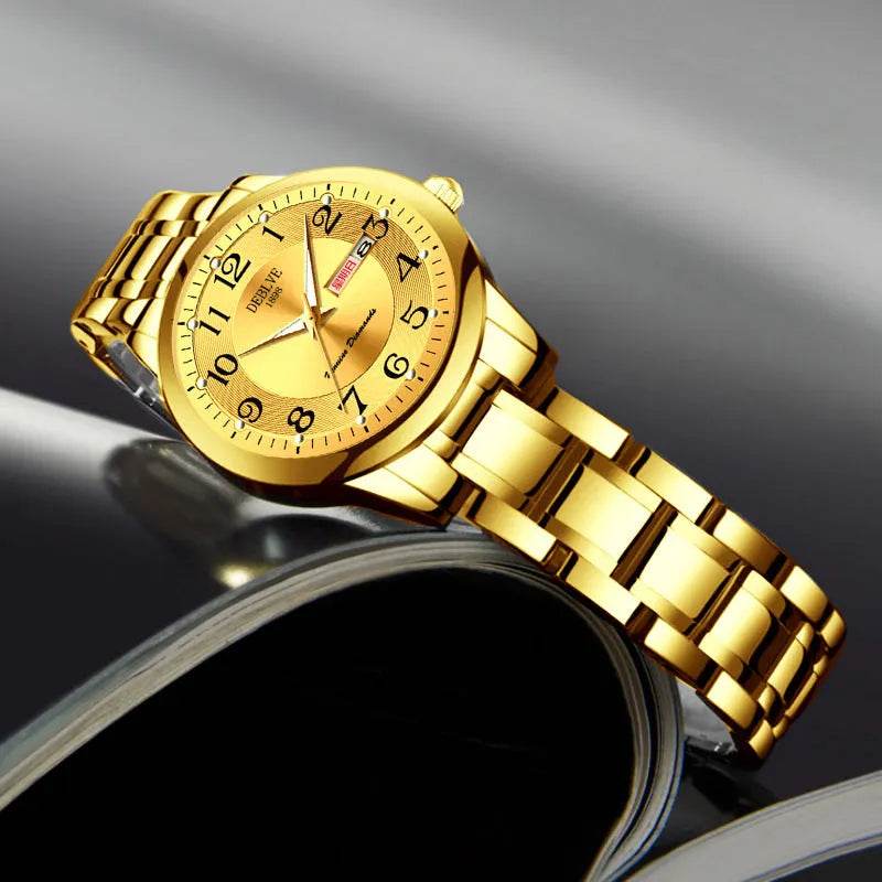 Ultra-thin Steel Strap Double Calendar Luminous Watrproof Watch - www.Shopthatapp.com