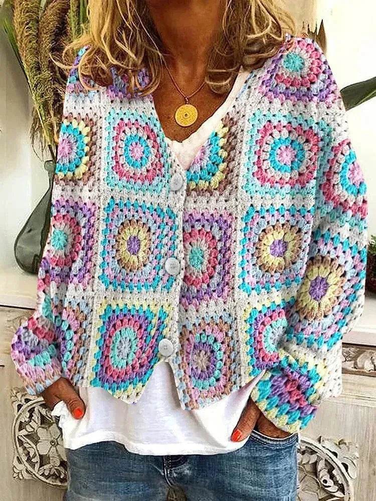 Christmas Abstract Printing Casual Cloak Coat Cardigan Sweater - www.Shopthatapp.com