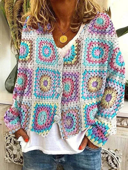 Christmas Abstract Printing Casual Cloak Coat Cardigan Sweater - www.Shopthatapp.com