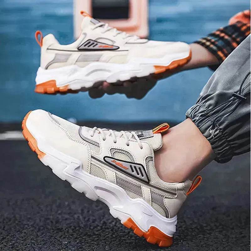 Black White Lace-up Sneakers Men Outdoor Breathable Casual Mesh Shoes Lightweight Running Sports Shoes - www.Shopthatapp.com