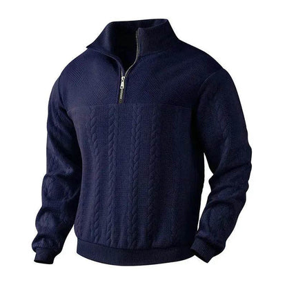 Casual Autumn Winter Half Zip Stand Collar Pullover Sweater top  Men - www.Shopthatapp.com
