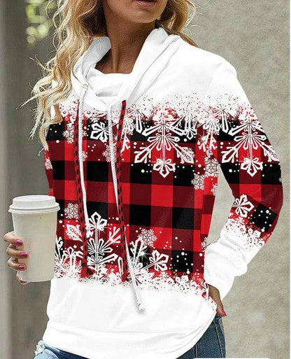 New Fashion Women's Pile Collar Printed Hoodie Pullover Top - www.Shopthatapp.com